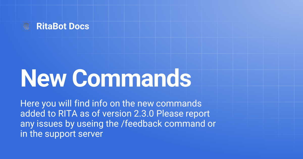 New Commands | RitaBot Docs
